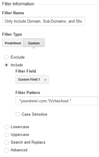 Include filter for Shopify
