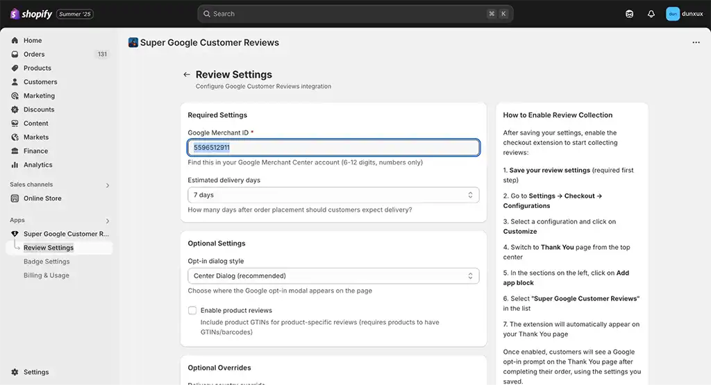 Add Google Merchant ID