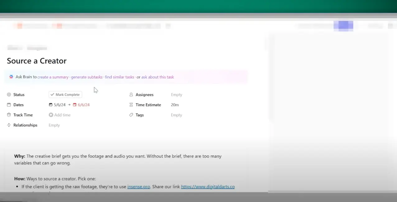 clickup task list example
