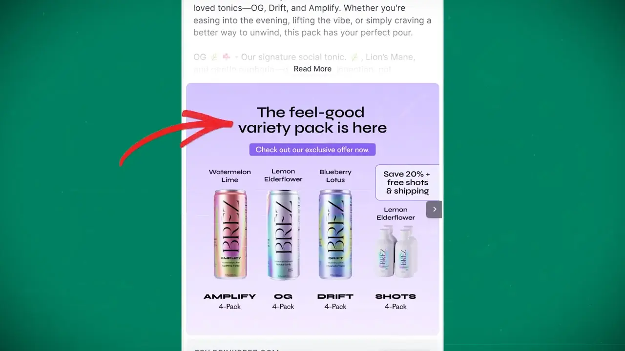 Shopify smoke test ad with product on white background and bold value prop text