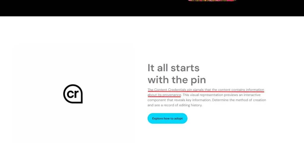 Content credentials system showing how AI-generated media is identified