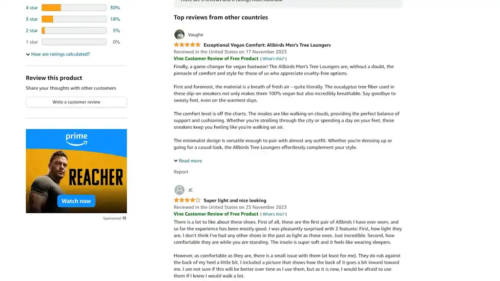 Browsing Amazon reviews for research