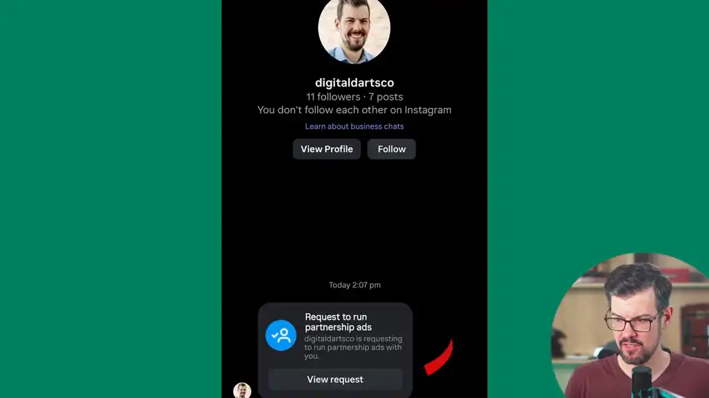 What the creator sees to accept the request