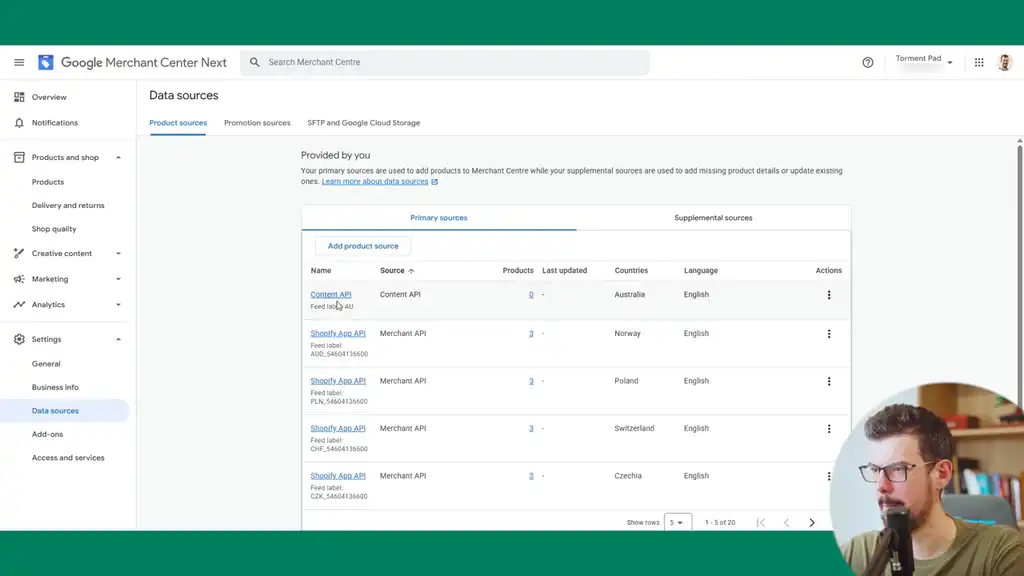 Add new product data source