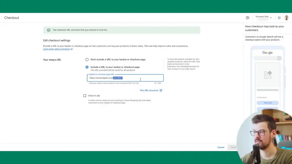 Business Settings - edit URL structure
