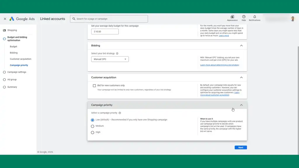 Campaign priority low