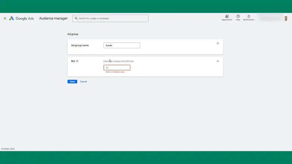 Create bundle ad group