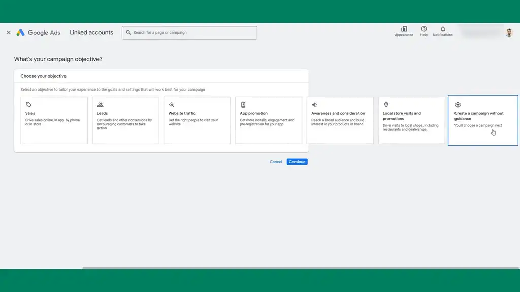 Create new shopping campaign - objective