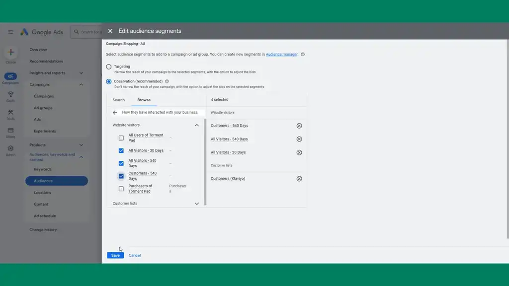 Edit audience segments
