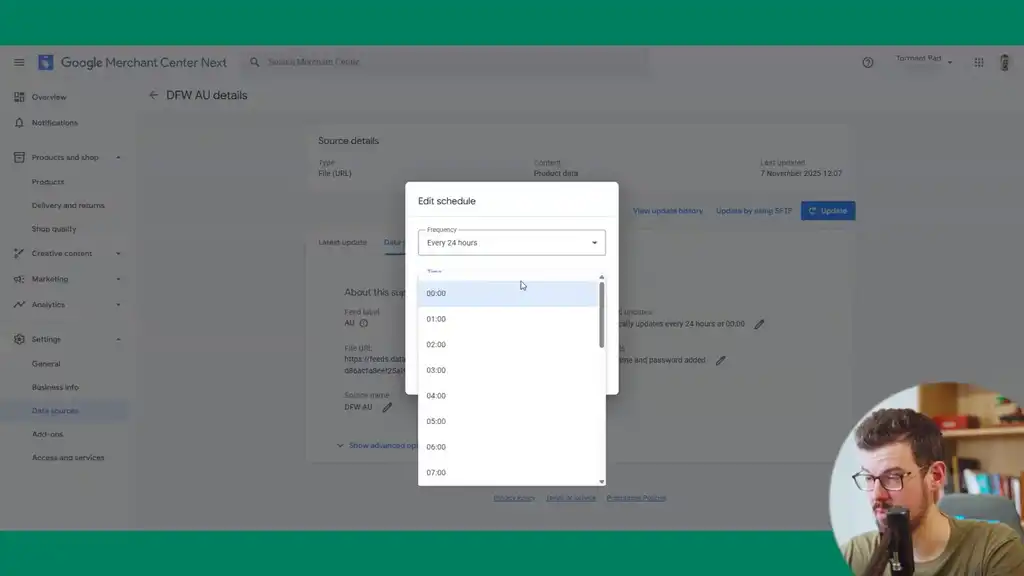 Edit timezone sync details
