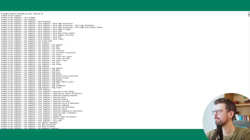 Find Google categorization