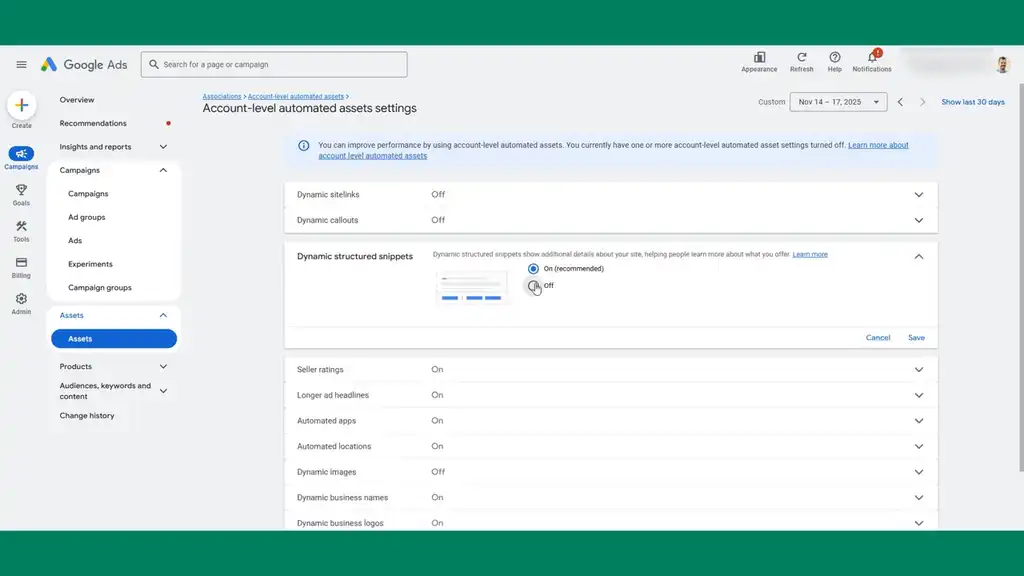 Go through each dropdown setting