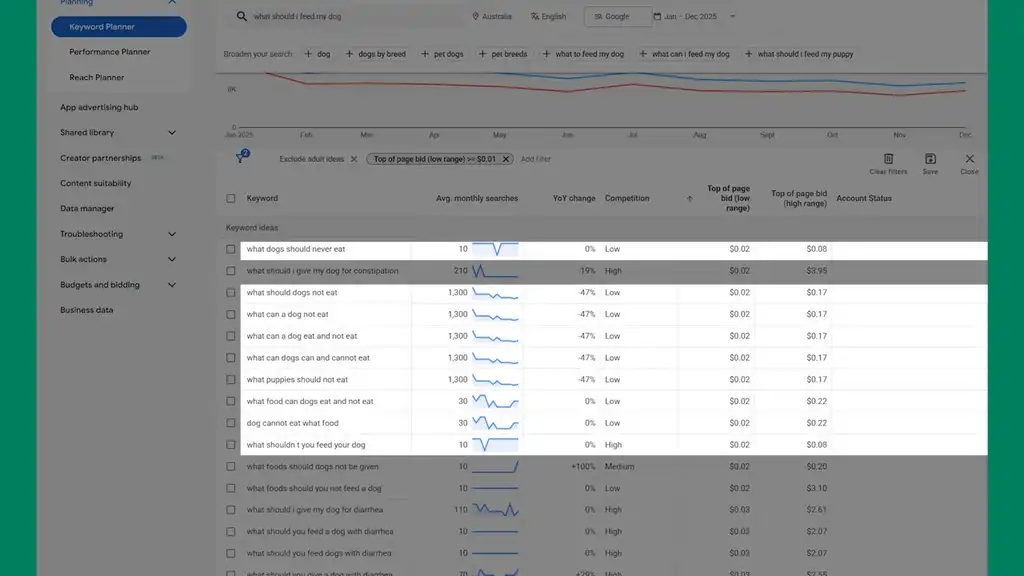 Google Ads problem based informational searches