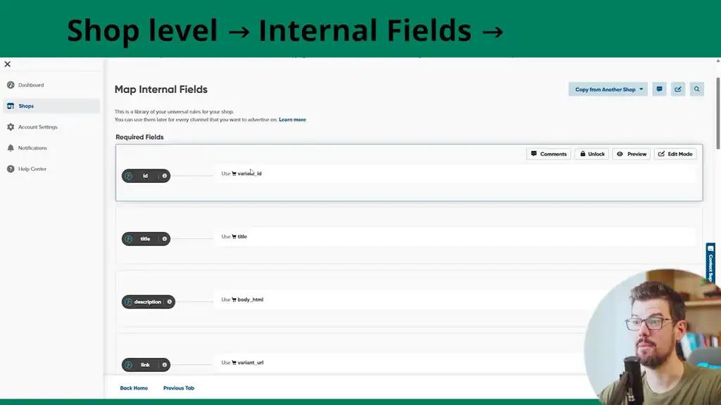 Map Internal Fields level