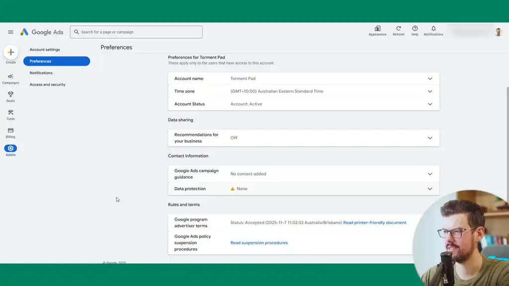 No Google Ads guidance - off