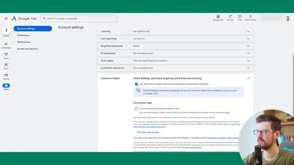 Set up customer match list