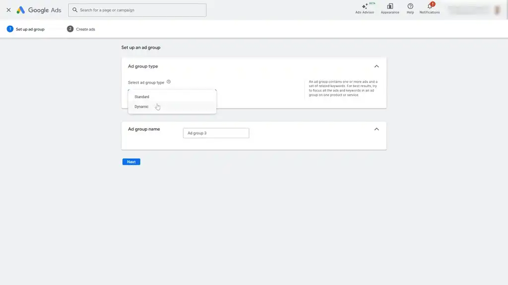 set up dynamic google ad