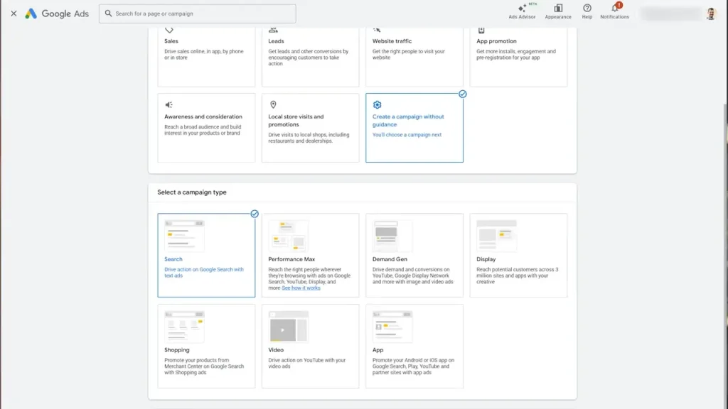 setting up a simple google ads search campaign