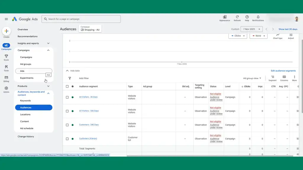 View audience segments