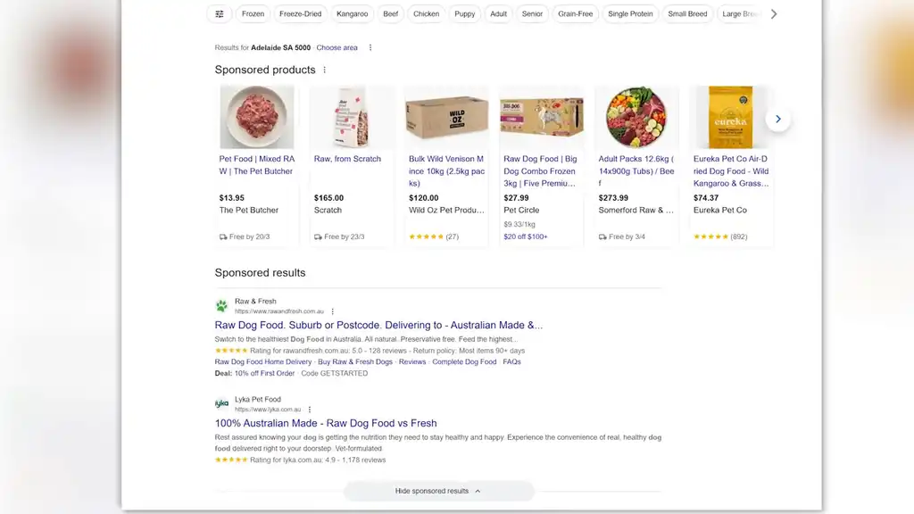 Google Search Ad example