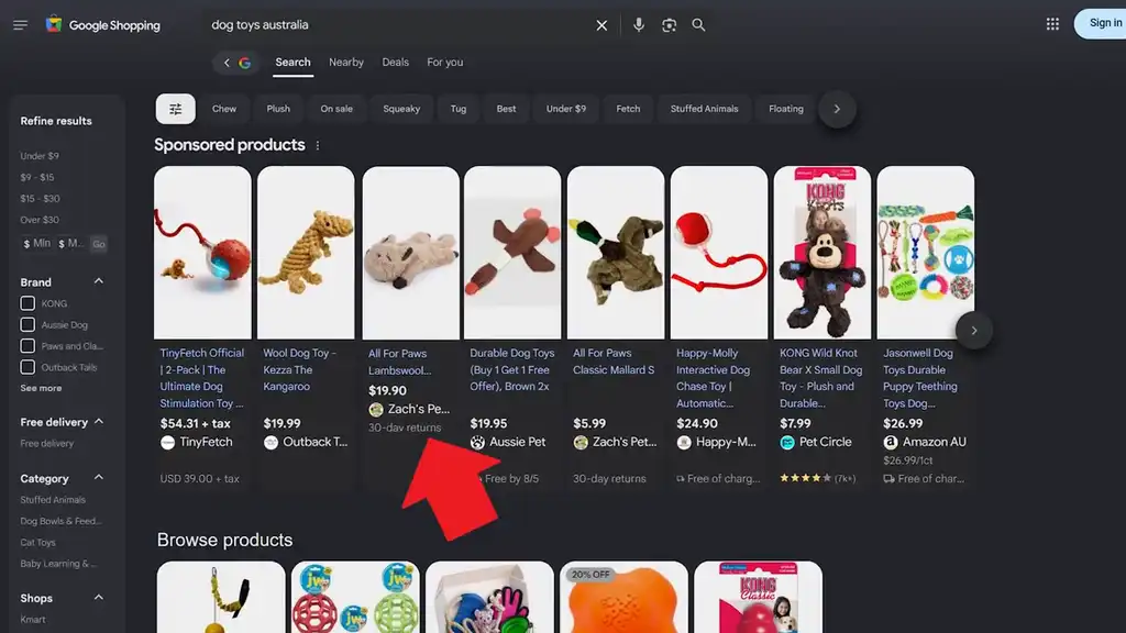 Selling cat toys example