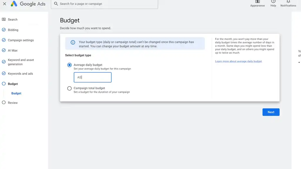 Setting the budget