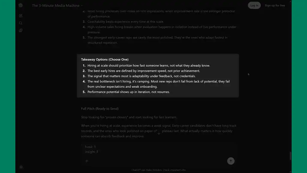 Takeaways examples