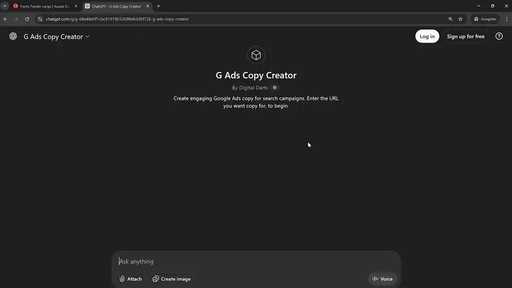 Ues custom GPT to create copy