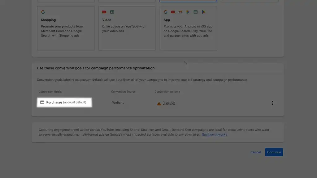 Set your campaign goal to purchases