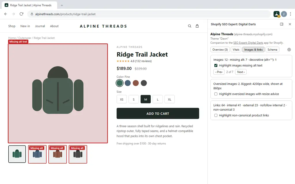Shopify SEO image alt text