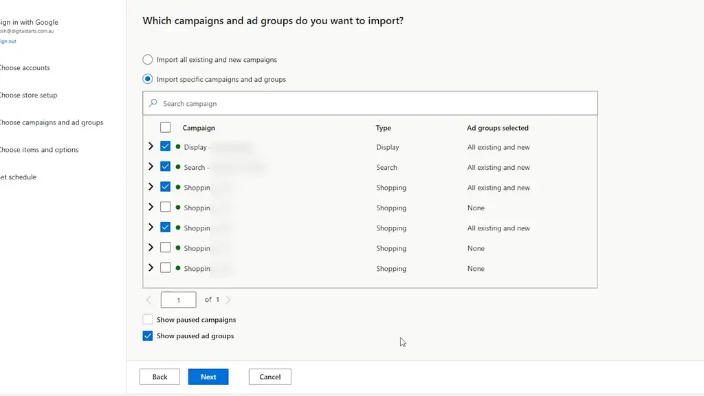 Advanced settings - import campaigns