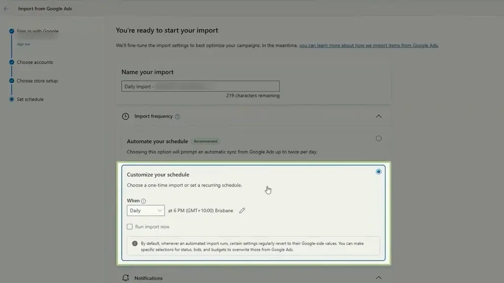 customise your schedule