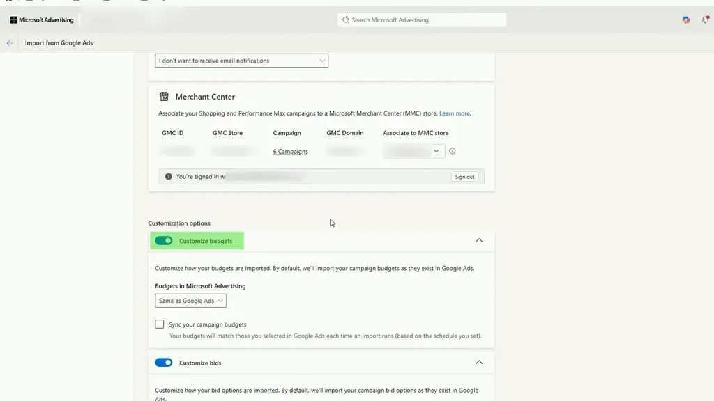Enable custom budgets
