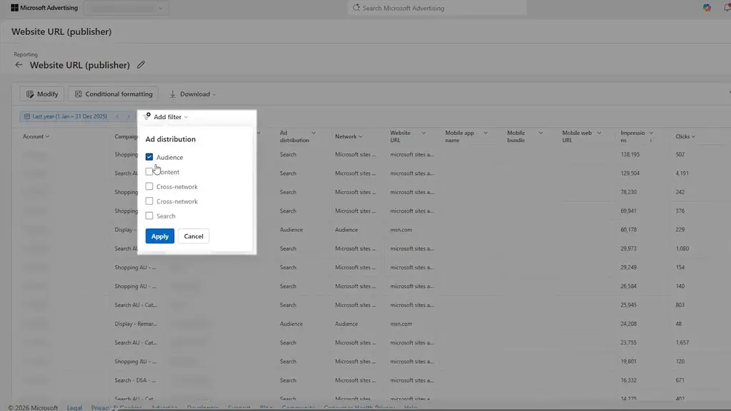 Filter for audience to exclude