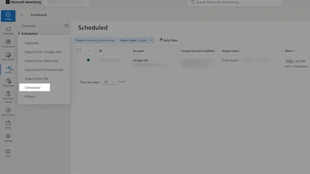Import then schedule