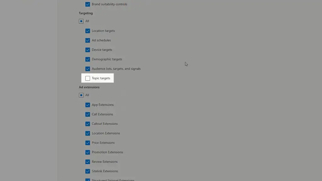 Topic targets disabled