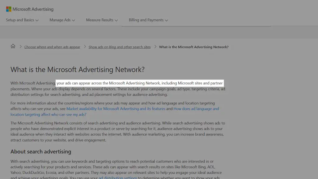 What is Microsoft audience Network?